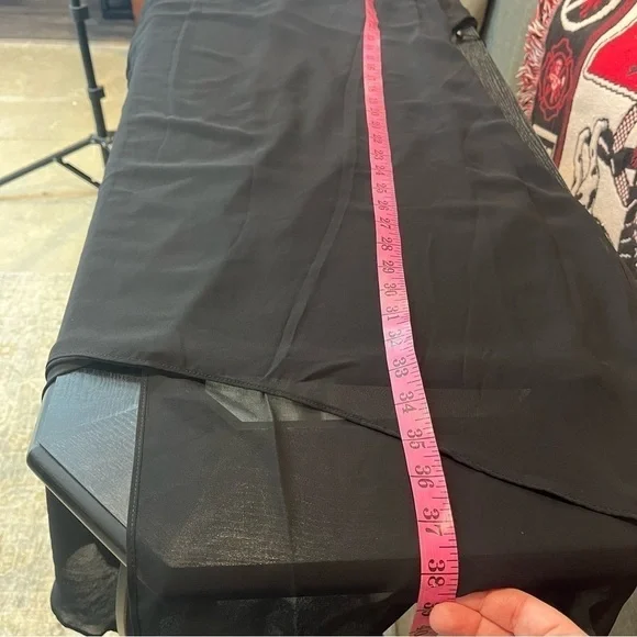 Adrianna Papell Womens XS Black Flutter Sleeve Chiffon Dress High Low Hemline - Picture 13 of 14